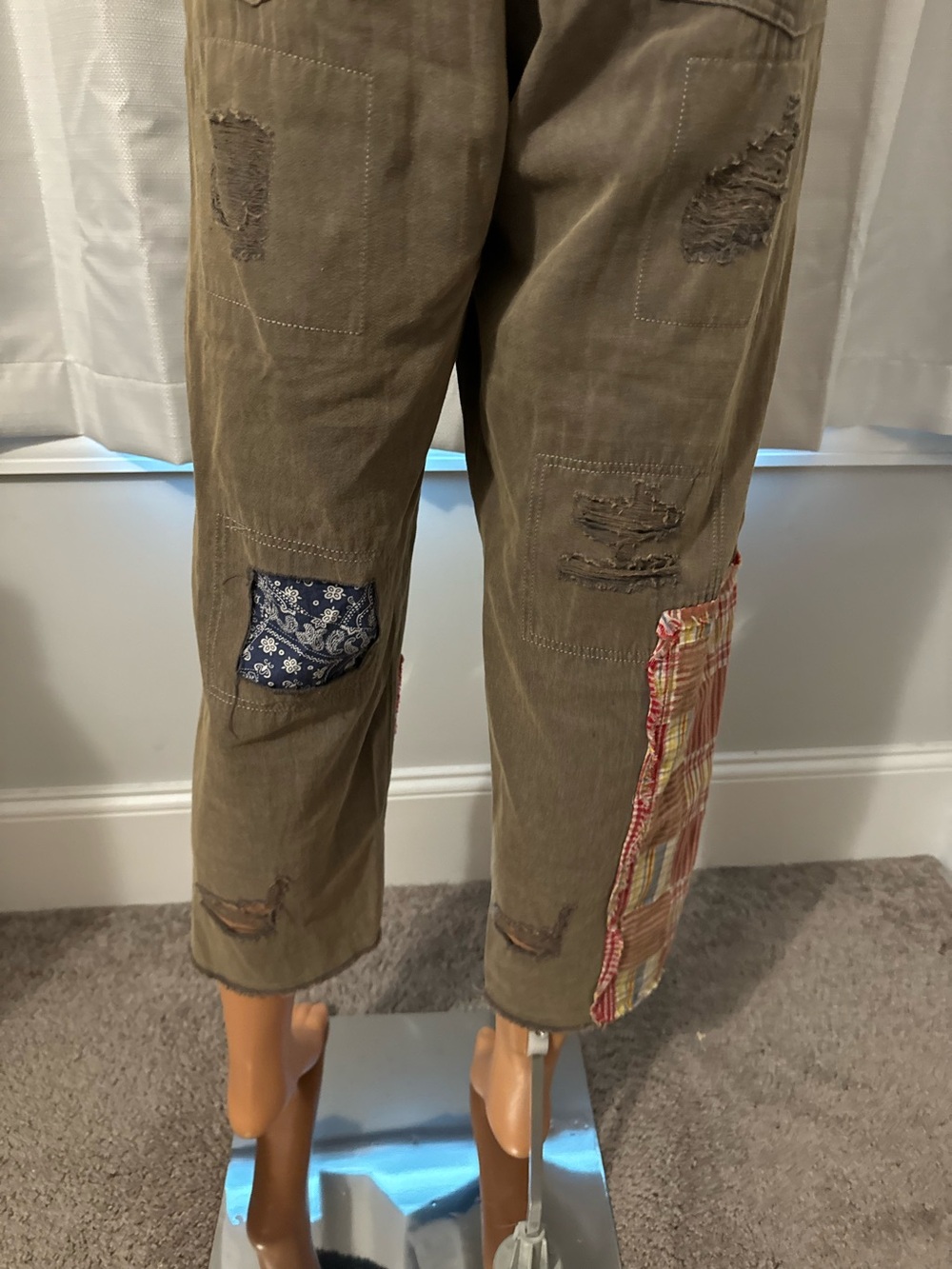POL Olive Green Cropped Patchwork Pants - Picture 8 of 8